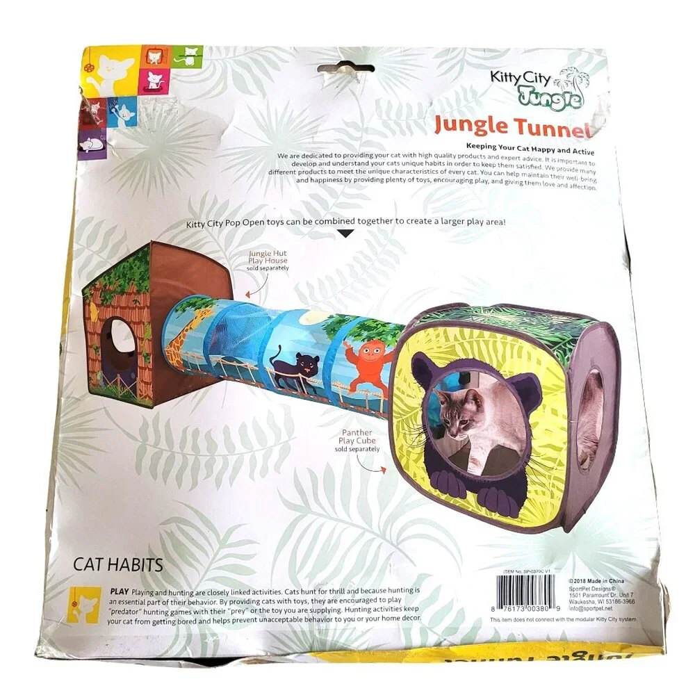 Kitty City Jungle Tunnel Cats Small Pets Blue Jungle Animal Print Mesh Panels - Picture 6 of 10